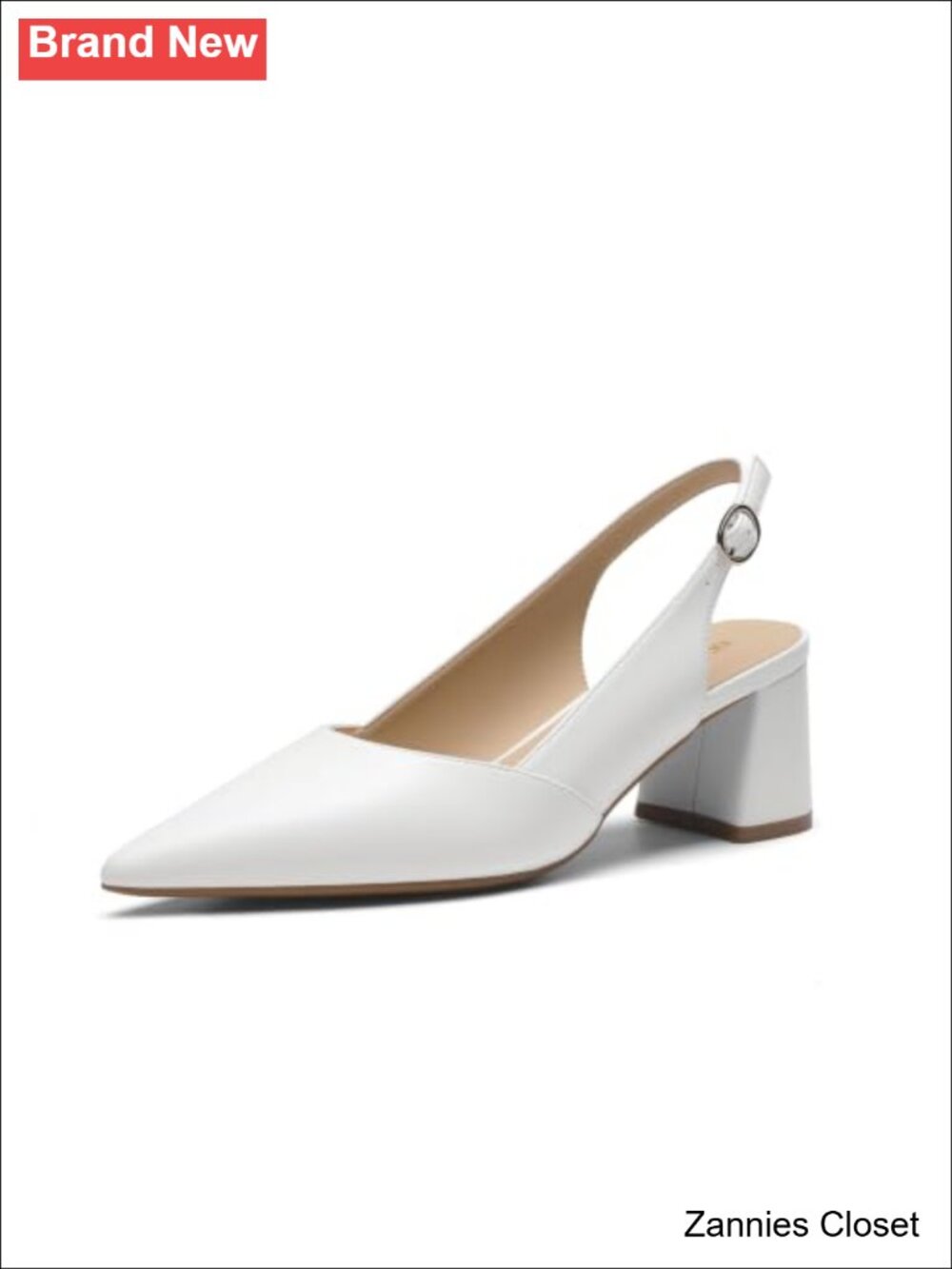 ✨ DREAM PAIRS Faux Leather Slingback Chunky Heel Pointed Toe Work Pumps